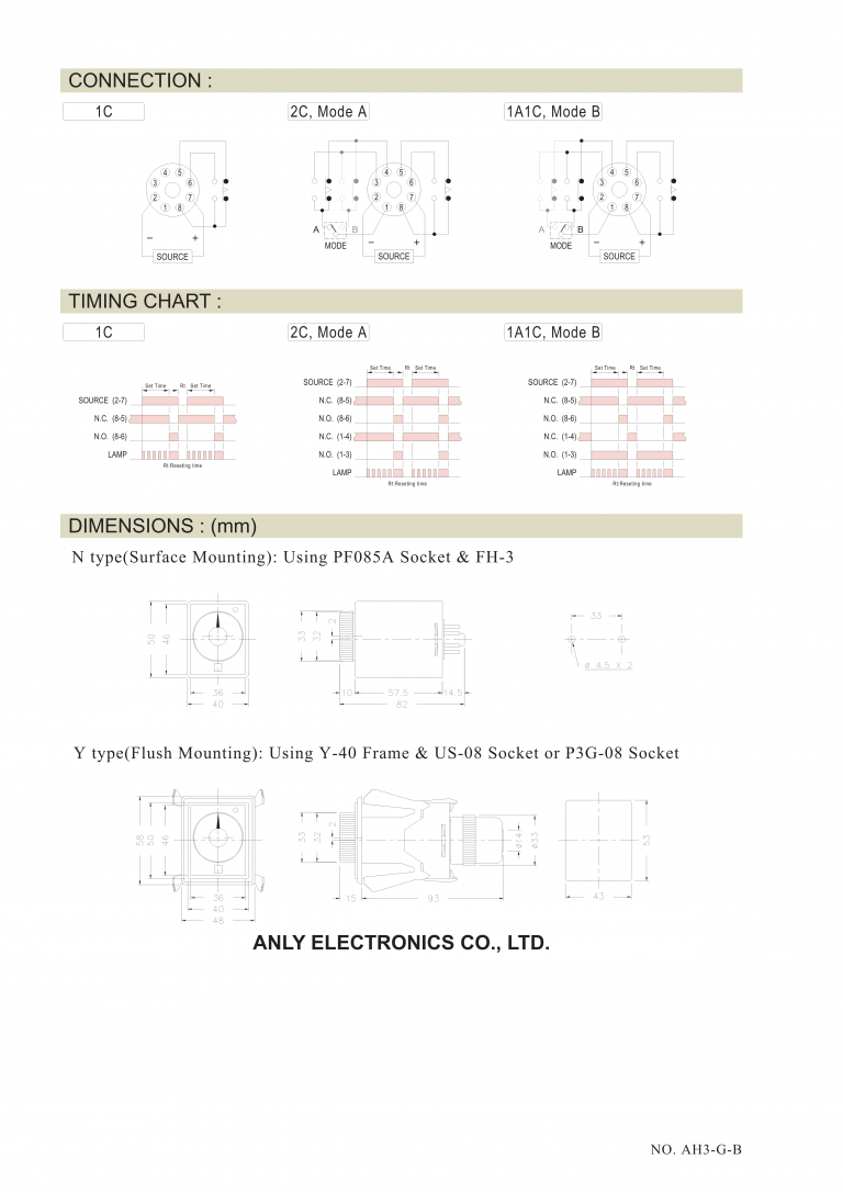 1PZ NUOVO ANLY Anliang relè temporale AH3-NB AC220V AH3-N #T7